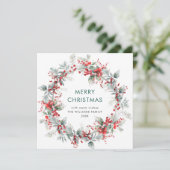 Feestelijke Holly Berry Kerstmis Mistletoe krans Feestdagenkaart (Staand voorkant)