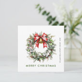 Feestelijke Holly Berry Pine Wreath Corporate Feestdagenkaart (Staand voorkant)