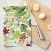 Feestelijke Holly Berry Waterverf Theedoek (Quarter Fold)