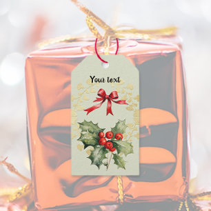 Feestelijke Holly Bird cadeau Labels Cadeaulabel