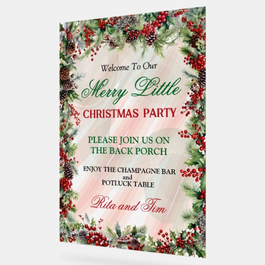 Feestelijke Holly Border kerstfeest Acryl Bord (Hoek)