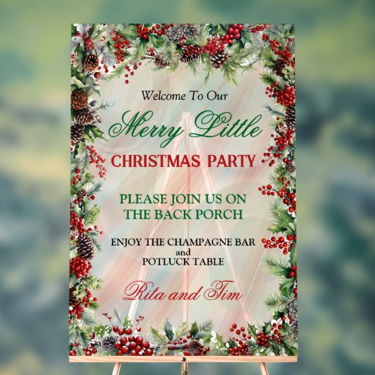 Feestelijke Holly Border kerstfeest Acryl Bord (Neutraal)