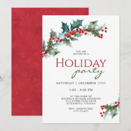Feestelijke Holly Botanical Holiday Party Kaart
