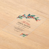 Feestelijke Holly Christmas Holiday Open House Acryl Uitnodigingen (Laagn)