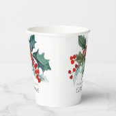 Feestelijke Holly en Berries Evergreens Kerstmis Papieren Bekers (Rechts)