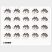 Feestelijke Holly en Berries Evergreens Kerstmis Ronde Sticker (Vel)