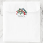 Feestelijke Holly en Berries Evergreens Kerstmis Ronde Sticker (Tas)