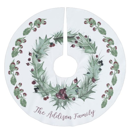 Feestelijke Holly en Ivy Wreath Kerstmis Kerstboom Rok (Voorkant)