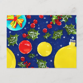 Feestelijke Holly en Ornamenten Kerst Briefkaart