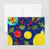 Feestelijke Holly en Ornamenten Kerst Briefkaart (Voorkant / Achterkant)