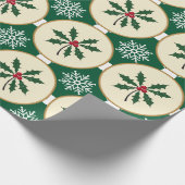 Feestelijke Holly en Snowflake inpakpapier (Hoek)