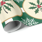 Feestelijke Holly en Snowflake inpakpapier (Rol Hoek)