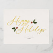 Feestelijke Holly Folie Holiday Kaart (Voorkant)