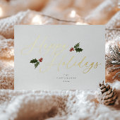 Feestelijke Holly Folie Holiday Kaart