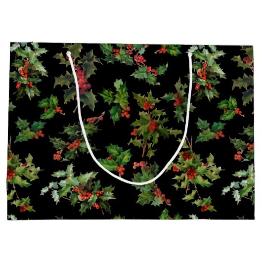 Feestelijke Holly | Foto | Zwarte achtergrond Groot Cadeauzakje (Achterkant)