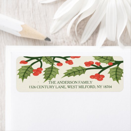 Feestelijke Holly Kerst Adresetiketten Etiket (Insitu)