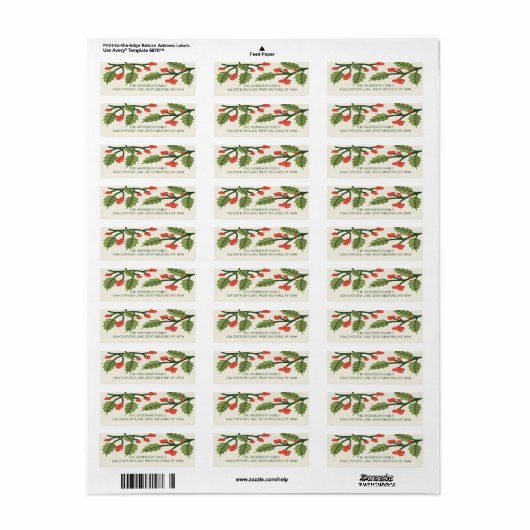 Feestelijke Holly Kerst Adresetiketten Etiket