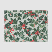 Feestelijke Holly Leaves en Kerst bessen Tissuepapier (Voorkant)