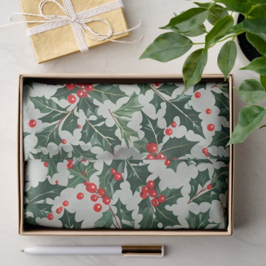 Feestelijke Holly Leaves en Kerst bessen Tissuepapier (Geschenk)
