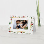 Feestelijke Holly Patroon Vrolijk Kerstfeest Foto Folie Feestdagenkaart (Voorkant)