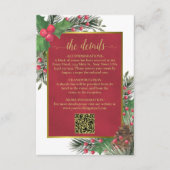 Feestelijke Holly & Pine bruiloft details QR-code Informatiekaartje (Voorkant)