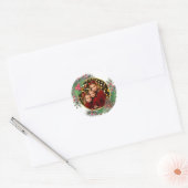 Feestelijke Holly & Pine Kerstmis of Vakantie Foto Ronde Sticker (Envelop)