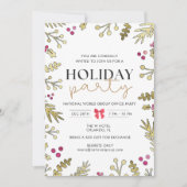 Feestelijke Holly Vakantie Kerstfeest uitnodiging (Voorkant)