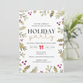 Feestelijke Holly Vakantie Kerstfeest uitnodiging (Staand voorkant)