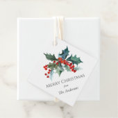 Feestelijke Holly Vrolijk Kerstfeest met Naam Bedankjes Labels (In situ)