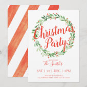 Feestelijke Holly Wreath Kerstfeest Uitnodigen Kaart (Voorkant / Achterkant)