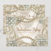 Feestelijke Hollywood Glam Parel Verjaardagsfeest Kaart (Voorkant / Achterkant)