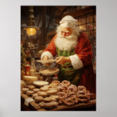 Feestelijke home decor waterverf Santa bakken Poster (Voorkant)