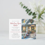 Feestelijke Home Holiday Open House Fotouitnodigin Briefkaart (Staand voorkant)