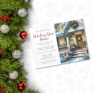 Feestelijke Home Holiday Open House Fotouitnodigin Briefkaart