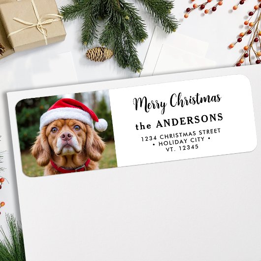 Feestelijke Hond Foto Custom Vakantie Retouradres Etiket