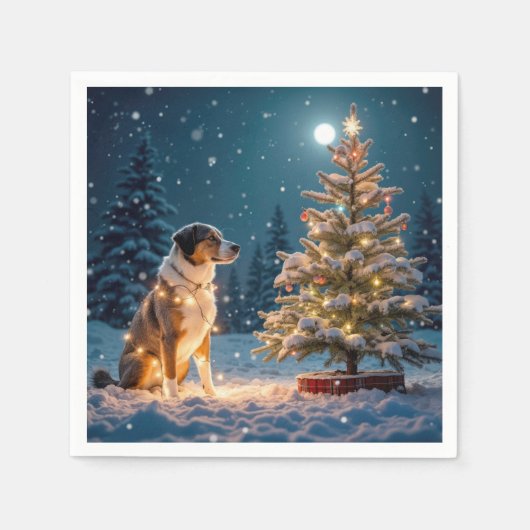 Feestelijke Hond in Lichtslinger Servet (Voorkant)