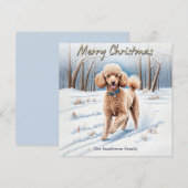 Feestelijke Hond In Sneeuw Waterverf Poedel Kerst Feestdagenkaart (Voorkant / Achterkant)