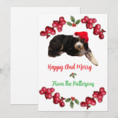 Feestelijke hond met een Santa Hat Flat Holiday Ka Feestdagenkaart (Voorkant / Achterkant)