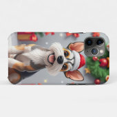Feestelijke hond met kerstmannenhoed en cadeaus Case-Mate iPhone case (Achterkant (horizontaal))
