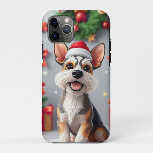 Feestelijke hond met kerstmannenhoed en cadeaus Case-Mate iPhone case (Achterkant)