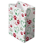 Feestelijke HOND PAW PRINTS en LIEFDE HARTEN Kerst Medium Cadeauzakje (Achterkant Gekanteld)