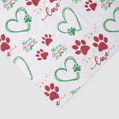 Feestelijke HOND PAW PRINTS en LIEFDE HARTEN Kerst Tissuepapier (Detail)
