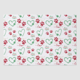 Feestelijke HOND PAW PRINTS en LIEFDE HARTEN Kerst Tissuepapier