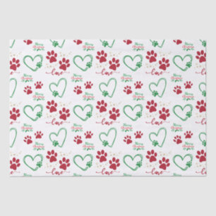 Feestelijke HOND PAW PRINTS en LIEFDE HARTEN Kerst Tissuepapier