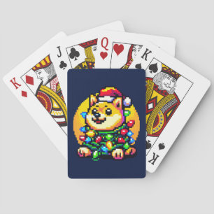 Feestelijke Hond - Schattigee Pixel Art Kerstverli Pokerkaarten