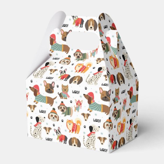 Feestelijke Honden In Vakantie Truien Patroon Bedankdoosjes (Achterkant)