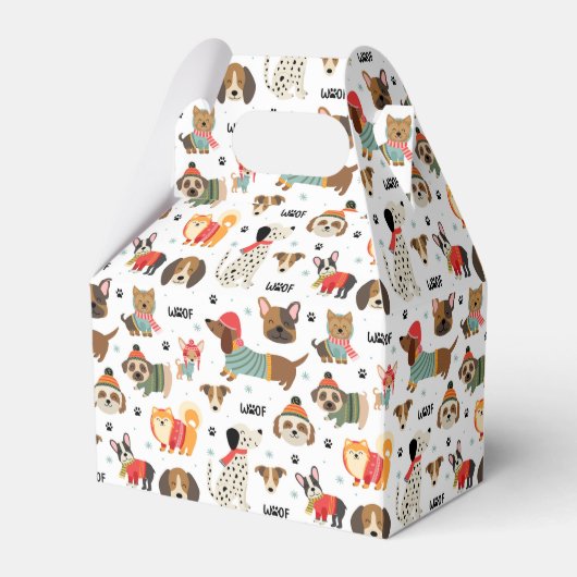 Feestelijke Honden In Vakantie Truien Patroon Bedankdoosjes (Voorkant Zijde)