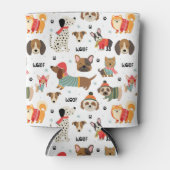 Feestelijke Honden In Vakantie Truien Patroon Blikjeskoeler (Voorkant)