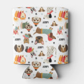 Feestelijke Honden In Vakantie Truien Patroon Blikjeskoeler (Achterkant)