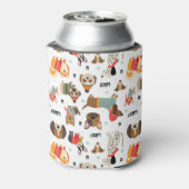 Feestelijke Honden In Vakantie Truien Patroon Blikjeskoeler (Blikje Achterkant)